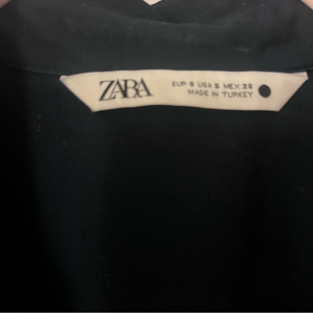 ZARA Pleated Back Midi Shirt Dress with Button Front in Navy Blue Size S - Picture 8 of 8